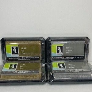 Inkadinkado Pigment Based Ink Stamp Pad Silver Gold 2 Each Crafts